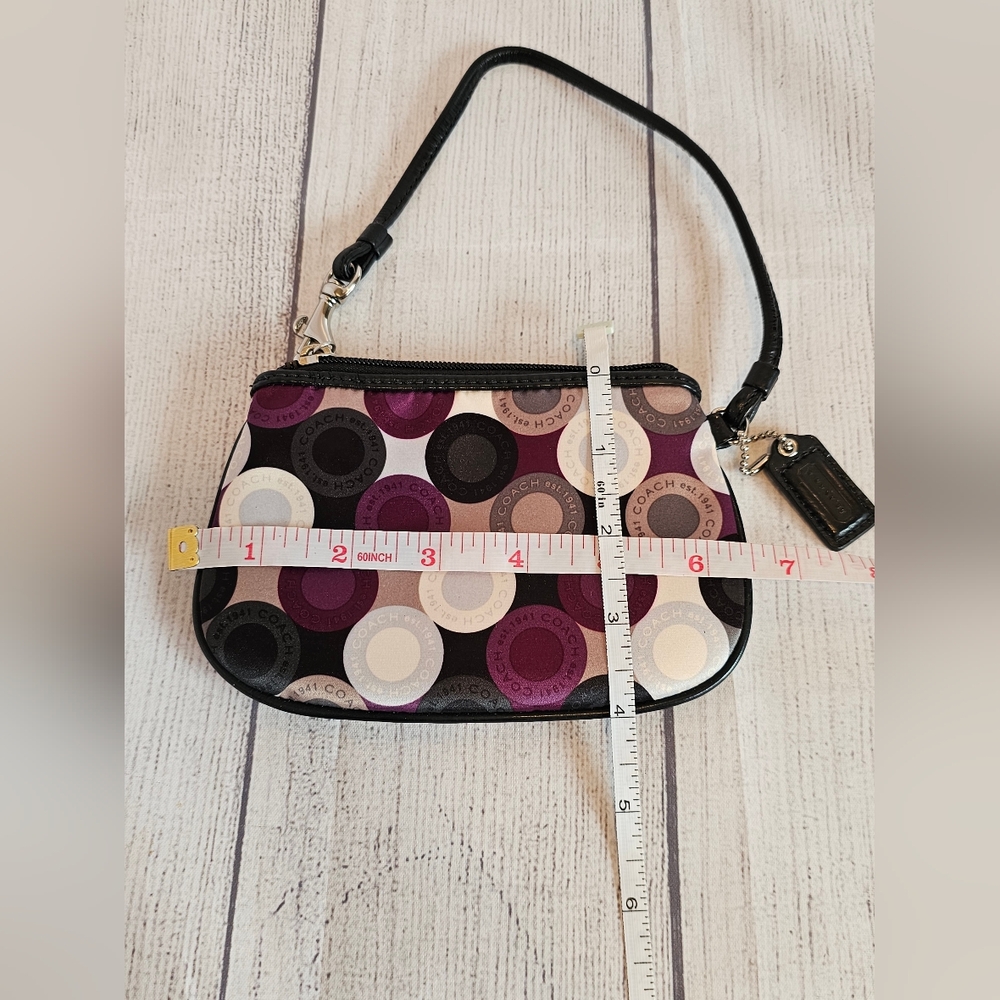 Coach Madison Op Art Wristlet in Purple, Black, Cream and Tan - Picture 3 of 3